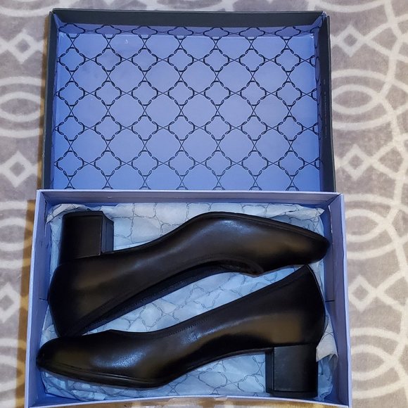 Aravon Womens Black Pumps 11 US Career Dress Leather Block Heel Slip On Shoes - Picture 12 of 14